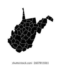 Black map of West Virginia state by country vector design