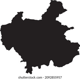 Black map of Winterthur, Switzerland