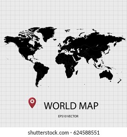 Black map of world. Vector illustration eps 10.