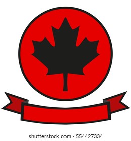 Black maple leaf on a red background