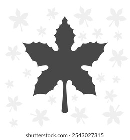 Schwarze Ahornblattsilhouette einzeln auf weißem Hintergrund