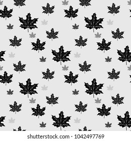 Black maple leaves seamless patern. Vector illustration.