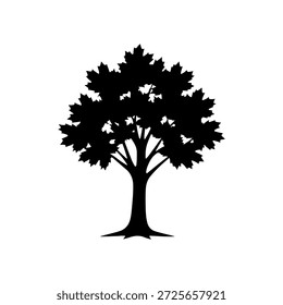 Black maple tree silhouette icon isolated on white background for nature design