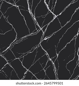 Black marble cracks background. Marbling venetian plaster pattern. Abstract stone texture. Good for ceramic tiles, wallpapers print. Vector