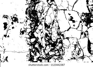 Black marble cracks vector grunge texture overlay. Natural stone pattern isolated on white background.