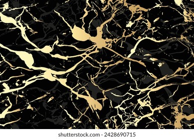 Fondo de textura de mármol negro con vetas doradas, patrón natural de mármol negro para el fondo, blanco negro abstracto y oro, mármol negro y amarillo para la ilustración de azulejos de pared y suelo de cerámica.
