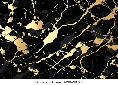 Fondo de textura de mármol negro con vetas doradas, patrón natural de mármol negro para el fondo, blanco negro abstracto y oro, mármol negro y amarillo para la ilustración de azulejos de pared y suelo de cerámica.
