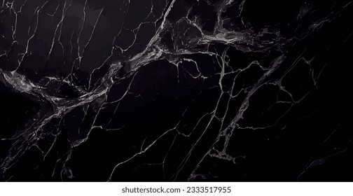 Design aus schwarzem Marmor, dunkle Marmoroberfläche, gewölbte goldene Linien, abstraktes Panoramahintergrunddesign - Vektorgrafik