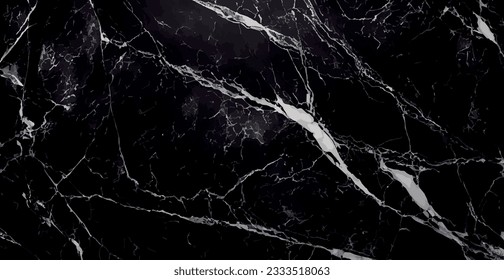 Design aus schwarzem Marmor, dunkle Marmoroberfläche, gewölbte goldene Linien, abstraktes Panoramahintergrunddesign - Vektorgrafik