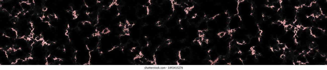 Black marble texture with rose gold foil elements. Abstract elegant horizontal vector background. Perfect for wedding invitations, business cards, posters, flyers or other design purposes.