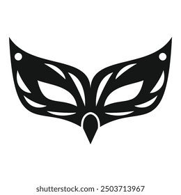 Black mardi gras mask icon representing carnival and celebration