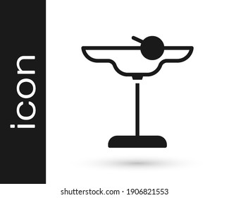 Black Margarita cocktail glass with lime icon isolated on white background.  Vector