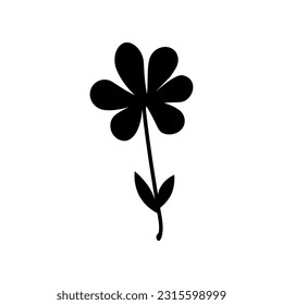 Black marigold flower and leaves. Clipart. Isolated element.	 
