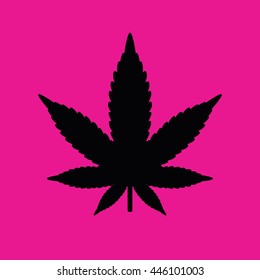 Schwarze Marihuana-Vektorillustration-Ikone. rosafarbener Hintergrund