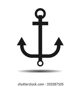black marine anchor vector flat icon on a light background. Simple color illustration. Schematic picture.