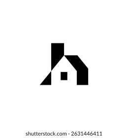 Black mark house, home, negative space Logo. Abstract Monogram Logomark for Growing Business, Branding, Identity, Marketing.
