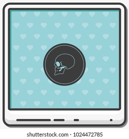 Black mark illustration. Coin with a skull flat vector icon.