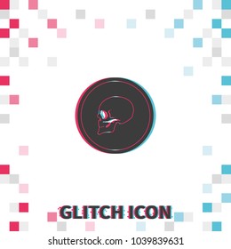 Black mark illustration. Coin with a skull  glitch effect vector icon.