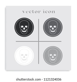 Black mark illustration. Coin with a skull flat black and white vector icon.