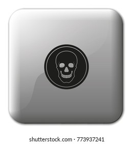 Black mark illustration. Coin with a skull flat vector icon.