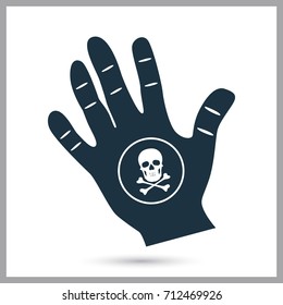 Black mark on the hand simple icon