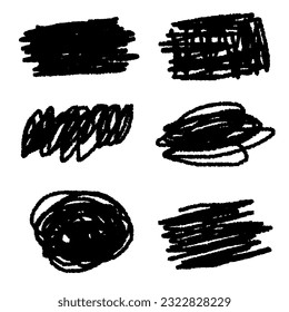Juego de trazo de la línea de la tinta del pincel del marcador negro, aislado en el fondo blanco. Grunge Textura.