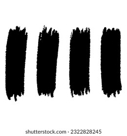 Black Marker Brush Ink Line Stroke Set, Isolated on white background. Grunge Texture.