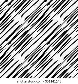 Black marker diagonal hatches.Free hand drawn with ink brush seamless background. Abstract texture. Modern irregular tilable design.