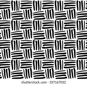 Black marker drawn stripes.Hand drawn with paint brush seamless background. Abstract texture. Modern irregular tilable design.