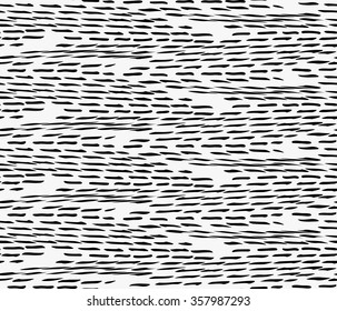 Black marker hatched wavy texture.Free hand drawn with ink brush seamless background. Abstract texture. Modern irregular tilable design.