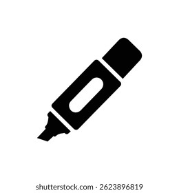 Black Marker Icon with Thick Body and Flat Cap