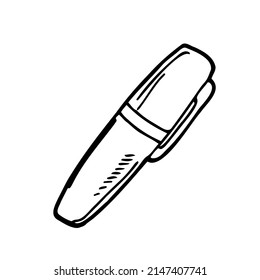 Black Marker Pen With Cap In Vector On A White Background