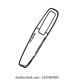 Black marker pen with cap in vector on a white background