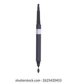 Black marker pen with closed cap is standing up on its felt tip