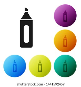 Black Marker pen icon isolated on white background. Set icons colorful circle buttons. Vector Illustration