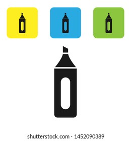 Black Marker pen icon isolated on white background. Set icons colorful square buttons. Vector Illustration