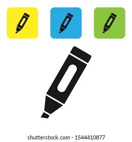 Black Marker pen icon isolated on white background. Set of colorful square icon buttons. Vector Illustration