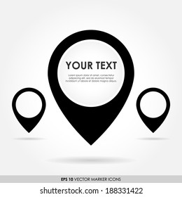 Black marker or pointer icons with space for text