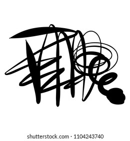 Black marker random irregular intersecting lines. Vector art.
