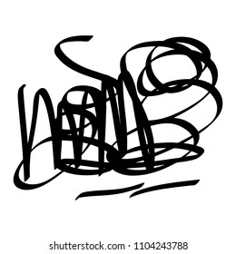 Black marker random irregular intersecting lines. Vector art.