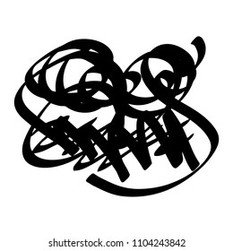 Black marker random irregular intersecting lines. Vector art.