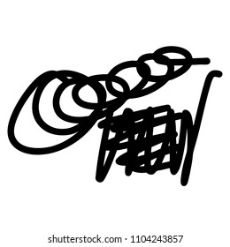 Black marker random irregular intersecting lines. Vector art.