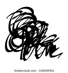 Black marker random irregular intersecting lines. Vector art.