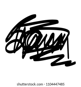 Black marker random irregular intersecting lines. Vector art.