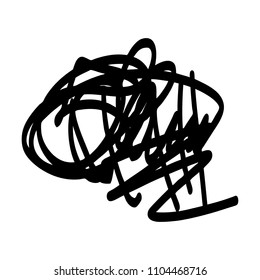 Black marker random irregular intersecting lines. Vector art.