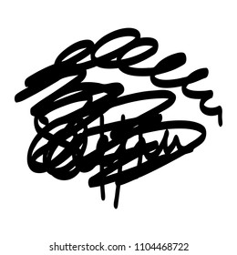 Black marker random irregular intersecting lines. Vector art.
