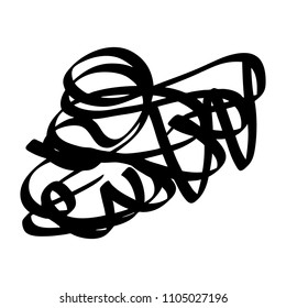 Black marker random irregular intersecting lines. Vector art.