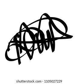 Black marker random irregular intersecting lines. Vector art.