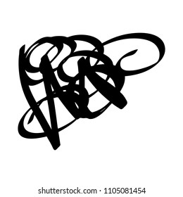 Black marker random irregular intersecting lines. Vector art.