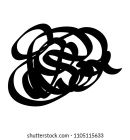 Black marker random irregular intersecting lines. Vector art.